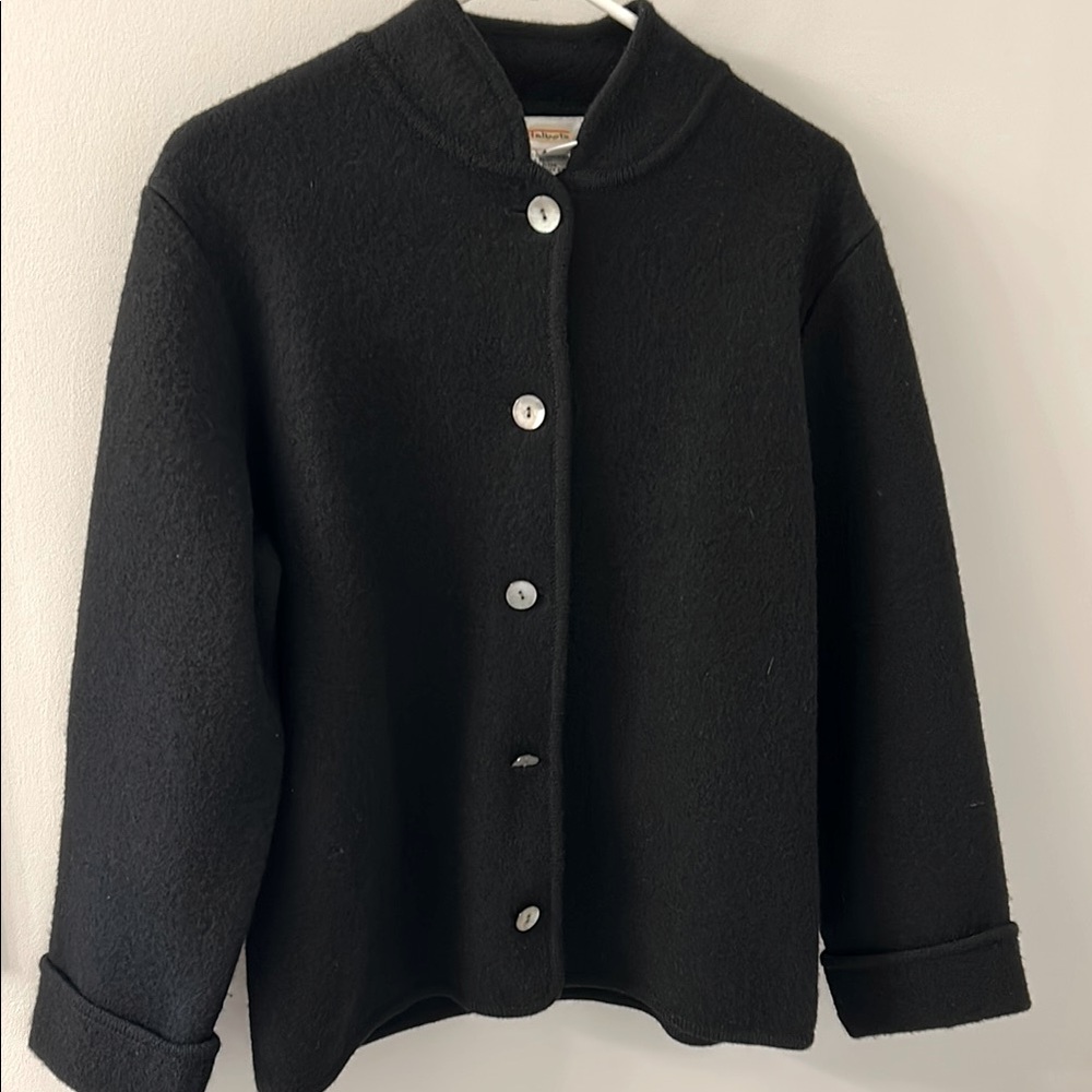 Talbots Black Button-Up Wool Jacket